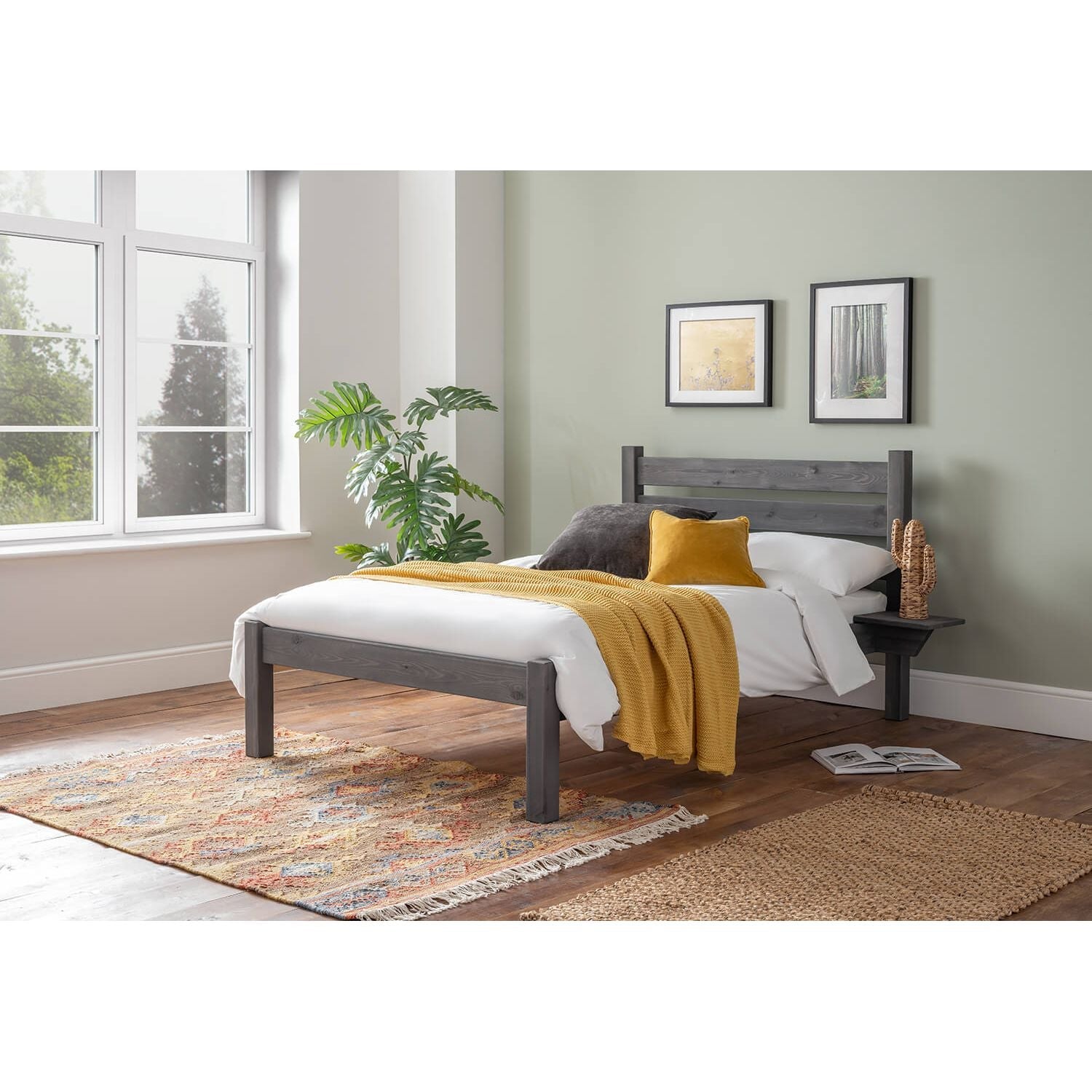 Woodbury Plus 5ft Wooden King Size Low Foot End Bed Frame with Essential Mattress - Combo Deal