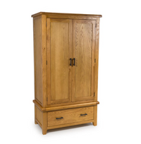 Hastings Solid Rustic Oak 2 Door Wardrobe