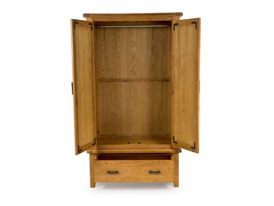 Hastings Solid Rustic Oak 2 Door Wardrobe