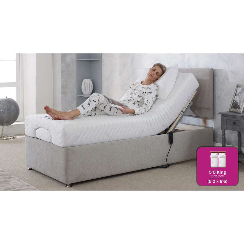 Adjust-a-bed 5ft (2 x 2ft6 Linked) King Size Ortho Memory Adjustable Bed
