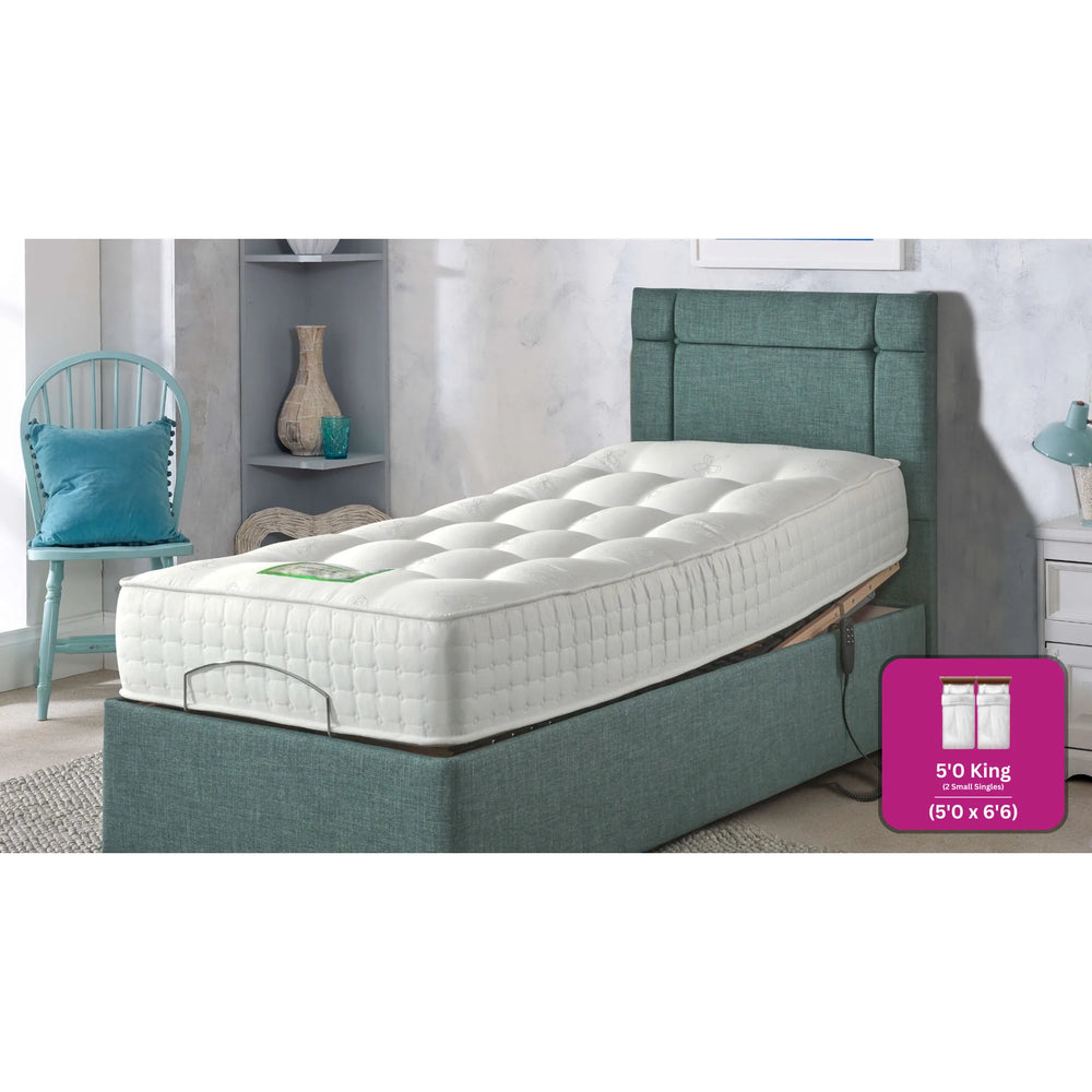 Adjust-a-bed 5ft (2 x 2ft6 Linked) King Size Grandeur Natural 1500 Adjustable Bed