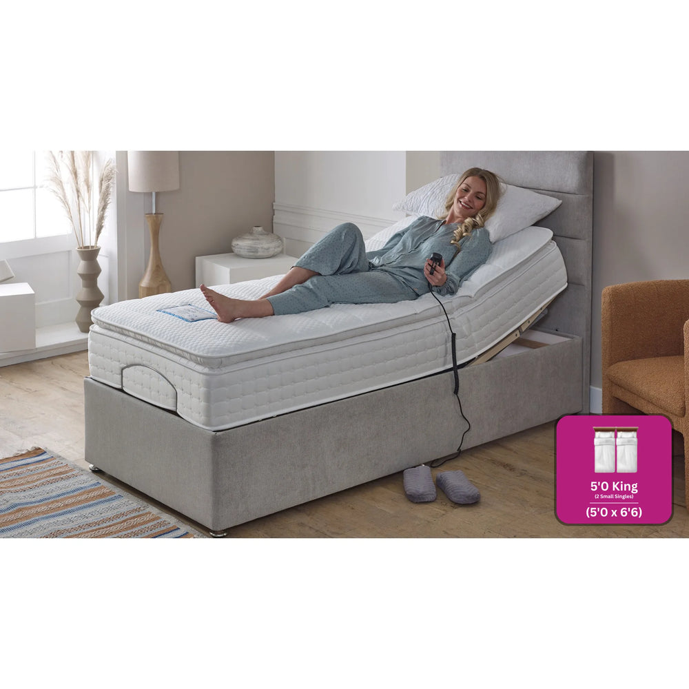 Adjust-a-bed 5ft King Size (2 x 2ft6 Linked) Gel-Flex Pillow Top Adjustable Bed