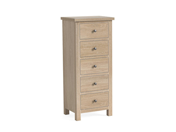 Meadow Brook Oak 5 Drawer Tall Chest