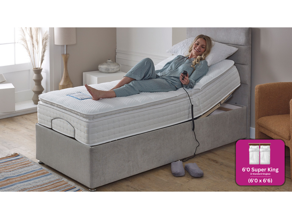 Adjust-a-bed 6ft Super King Size (2 x 3ft Linked) Gel-Flex Pillow Top Adjustable Bed