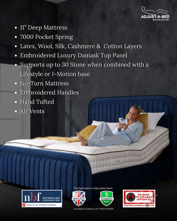 Adjust-a-bed 3ft6 Large Single Grandeur Natural 7000 Adjustable Bed