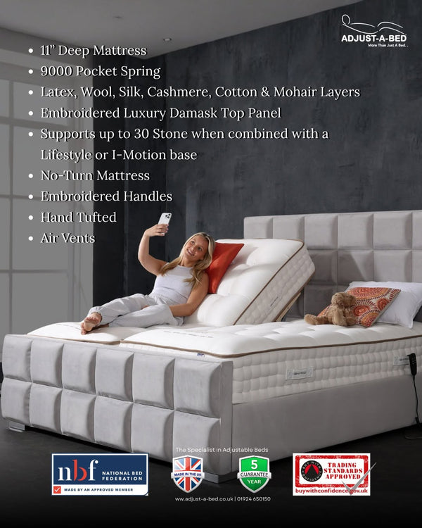 Adjust-a-bed 3ft6 Large Single Grandeur Natural 9000 Adjustable Bed