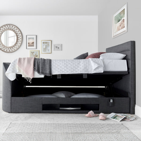 Abigail 4ft6 Upholstered TV Ottoman Bed Frame