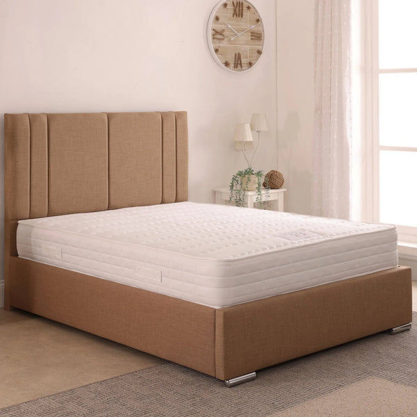 Ezra 48inch 4ft Small Double Upholstered Bed Frame with Essential Mattress - Combo Deal