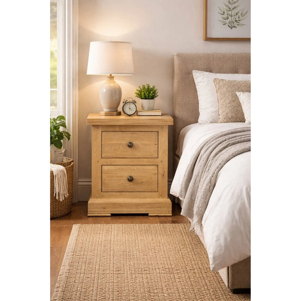 Francis Solid Oak 2 Drawer Bedside