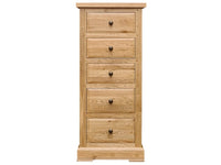 Francis Solid Oak 5 Drawer Wellington Chest