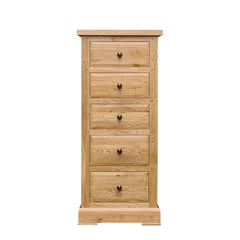 Francis Solid Oak 5 Drawer Wellington Chest