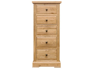 Francis Solid Oak 5 Drawer Wellington Chest