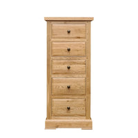 Francis Solid Oak 5 Drawer Wellington Chest