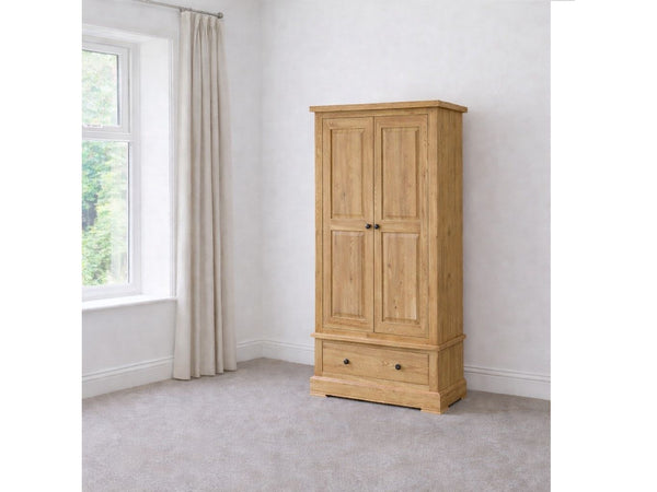 Francis Solid Oak Small Wardrobe with Drawer