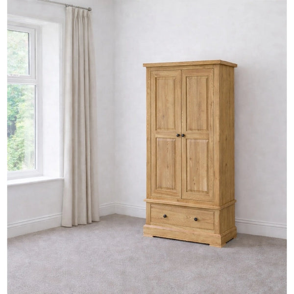 Francis Solid Oak Small Wardrobe with Drawer