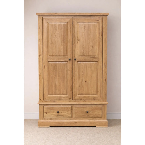 Francis Solid Oak Large Wardrobe with 2 Drawers