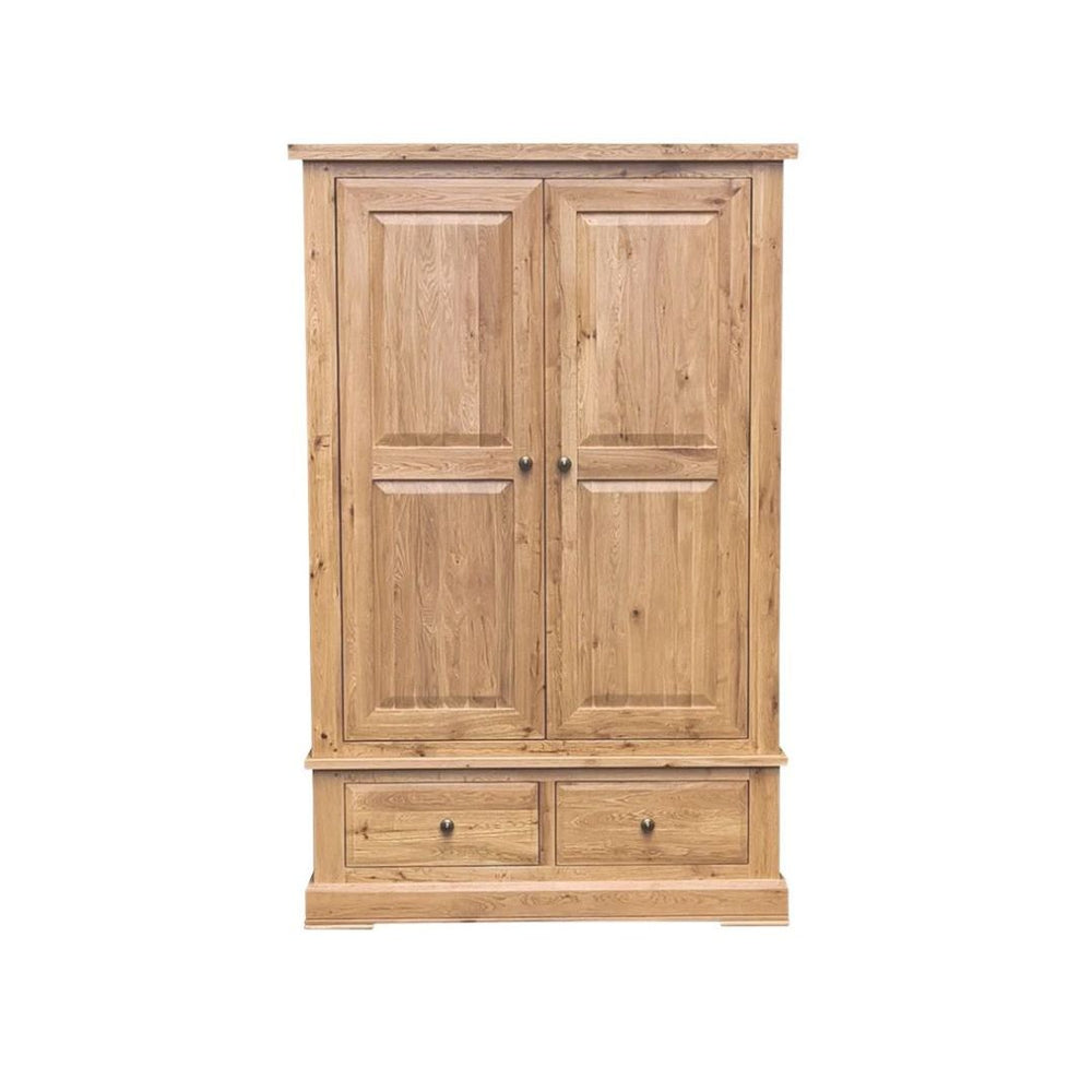 Francis Solid Oak Large Wardrobe with 2 Drawers