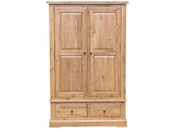 Francis Solid Oak Large Wardrobe with 2 Drawers