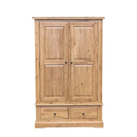 Francis Solid Oak Large Wardrobe with 2 Drawers