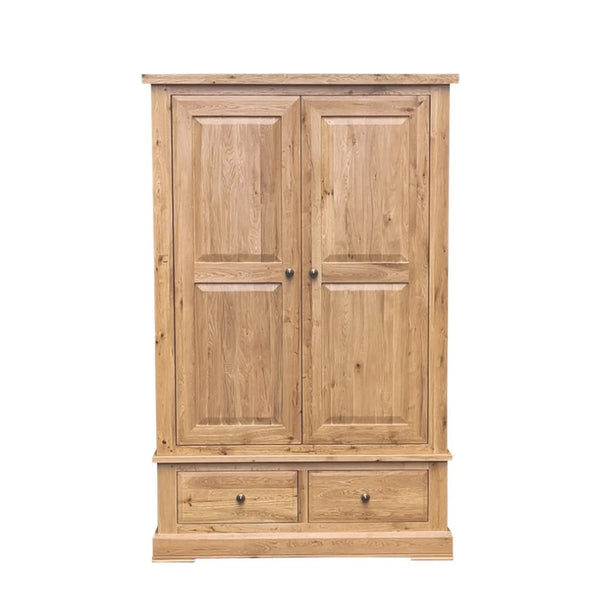 Francis Solid Oak Large Wardrobe with 2 Drawers
