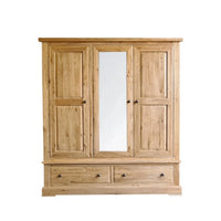 Francis Solid Oak Triple Wardrobe with 2 Drawers