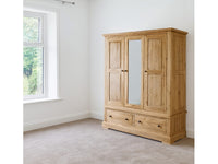 Francis Solid Oak Triple Wardrobe with 2 Drawers