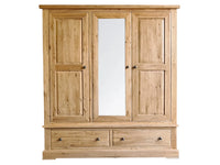 Francis Solid Oak Triple Wardrobe with 2 Drawers