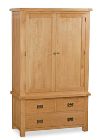 Salford Oak Gents 3 Drawer Wardrobe