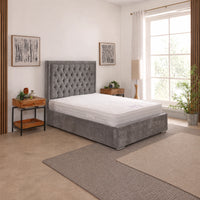 Lucia 54inch 5ft King Size Upholstered Bed Frame with Essential Mattress - Combo Deal