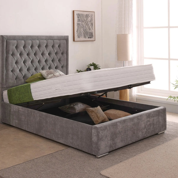 Lucia 54inch 4ft Small Double Upholstered Bed Frame with Essential Mattress - Combo Deal