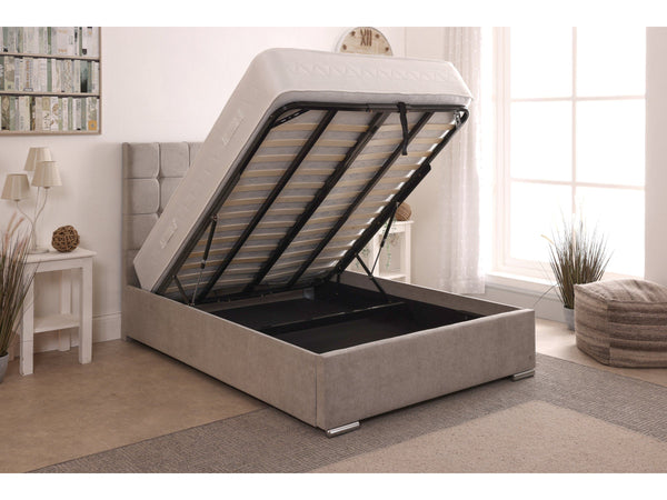 Milo 48inch 5ft King Size Upholstered Bed Frame with Ottoman Option
