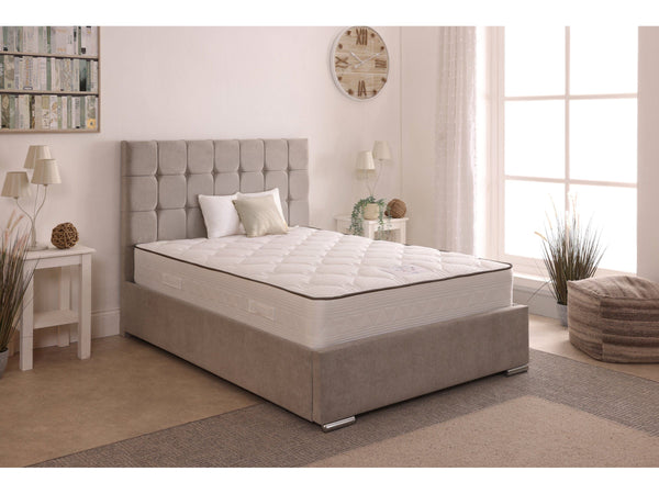Milo 48inch 5ft King Size Upholstered Bed Frame with Essential Mattress - Combo Deal
