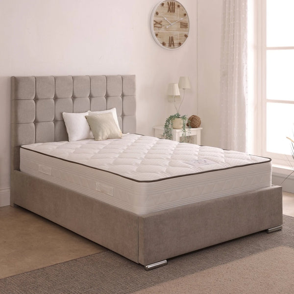 Milo 48inch 4ft6 Double Upholstered Bed Frame with Essential Mattress - Combo Deal