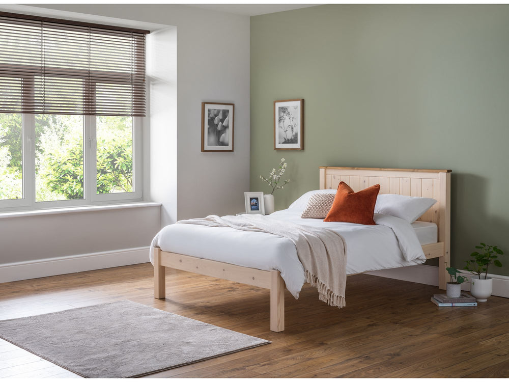 Okehampton 5ft King Size Wooden Bed Frame with Low Foot End with Essential Mattress - Combo Deal