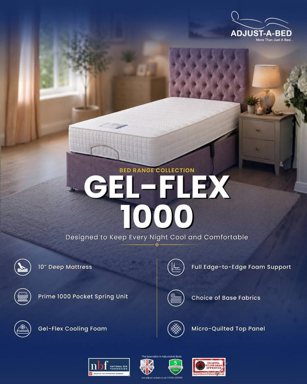 Adjust-a-bed 2ft6 Small Single Gel-Flex 1000 Adjustable Bed