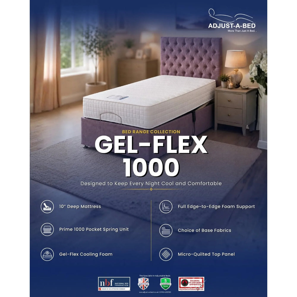 Adjust-a-bed 2ft6 Small Single Gel-Flex 1000 Adjustable Bed