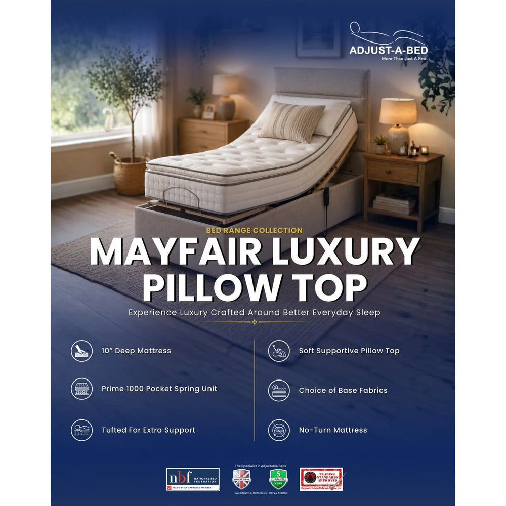 Adjust-a-bed 2ft6 Small Single Mayfair Luxury Pillow Top Mattress for an Adjustable Bed