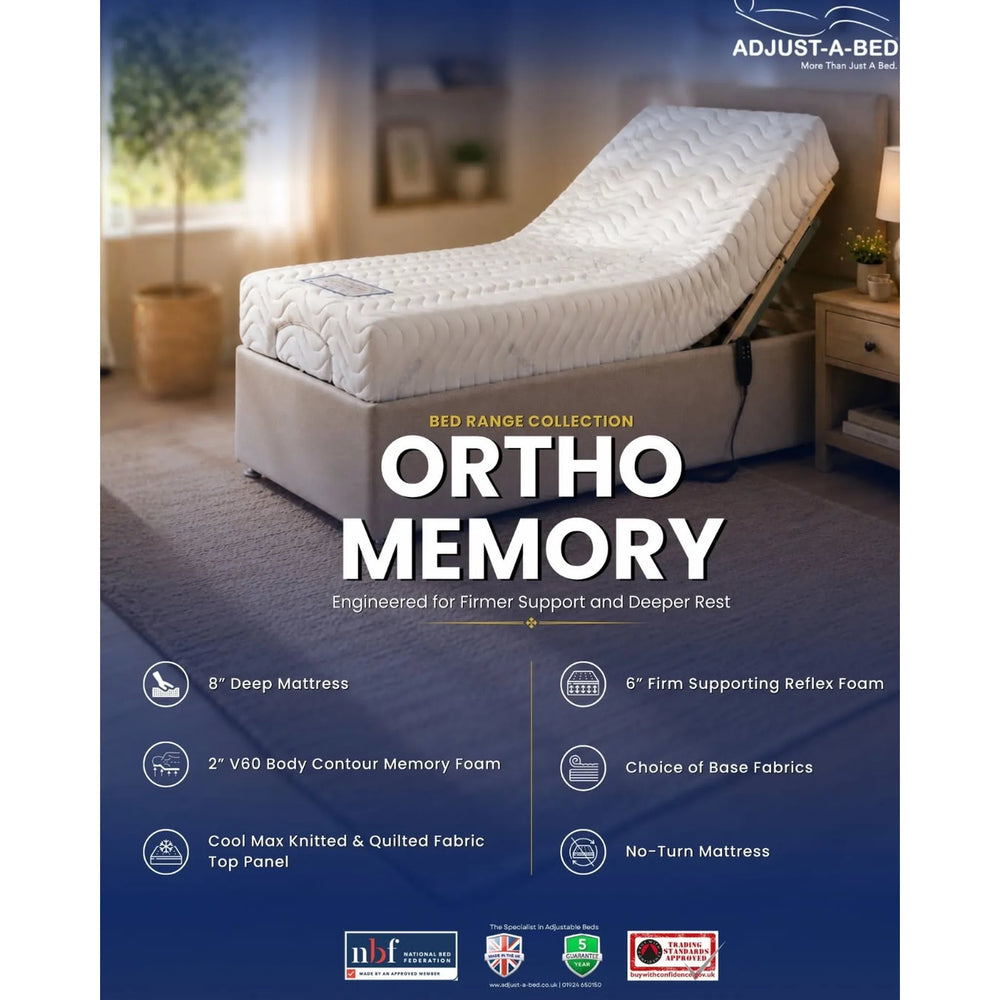 Adjust-a-bed 6ft (2 x 3ft Linked) Super King Size Ortho Memory Adjustable Bed