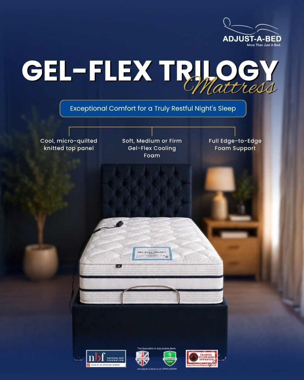 Adjust-a-bed 3ft Single Trilogy Adjustable Bed