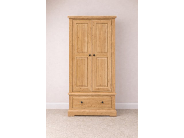 Francis Solid Oak Small Wardrobe with Drawer