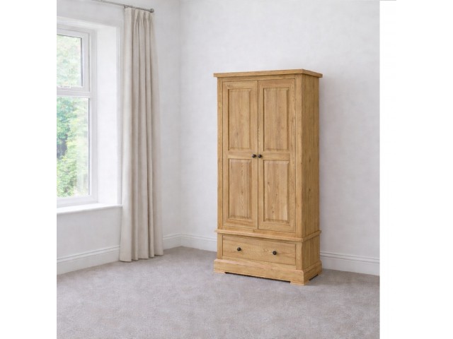 Francis Solid Oak Small Wardrobe with Drawer