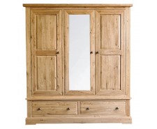 Francis Solid Oak Triple Wardrobe with 2 Drawers