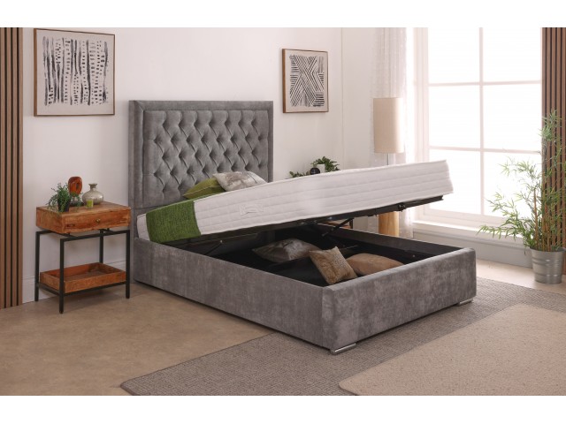 Lucia 54inch 4ft Small Double Upholstered Bed Frame with Ottoman Option