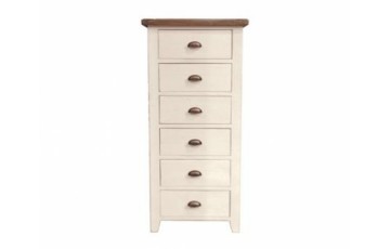 Canterbury Painted White 6 Drawer Tall Chest - Solid Reclaimed Timber