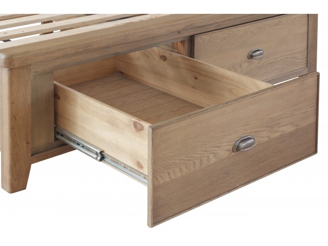 Hamilton 6ft Oak Bedframe with Drawers and Fabric Headboard