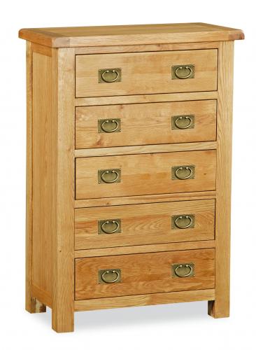 Salford Oak 5 Drawer Chest
