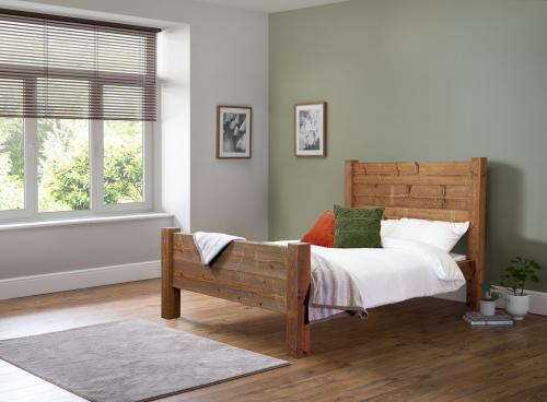 Newton 4ft6 Double Wooden Bed Frame - High Foot End